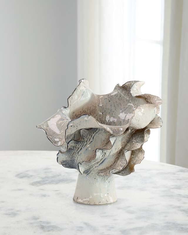 Waved Small Porcelain Vase, 12"